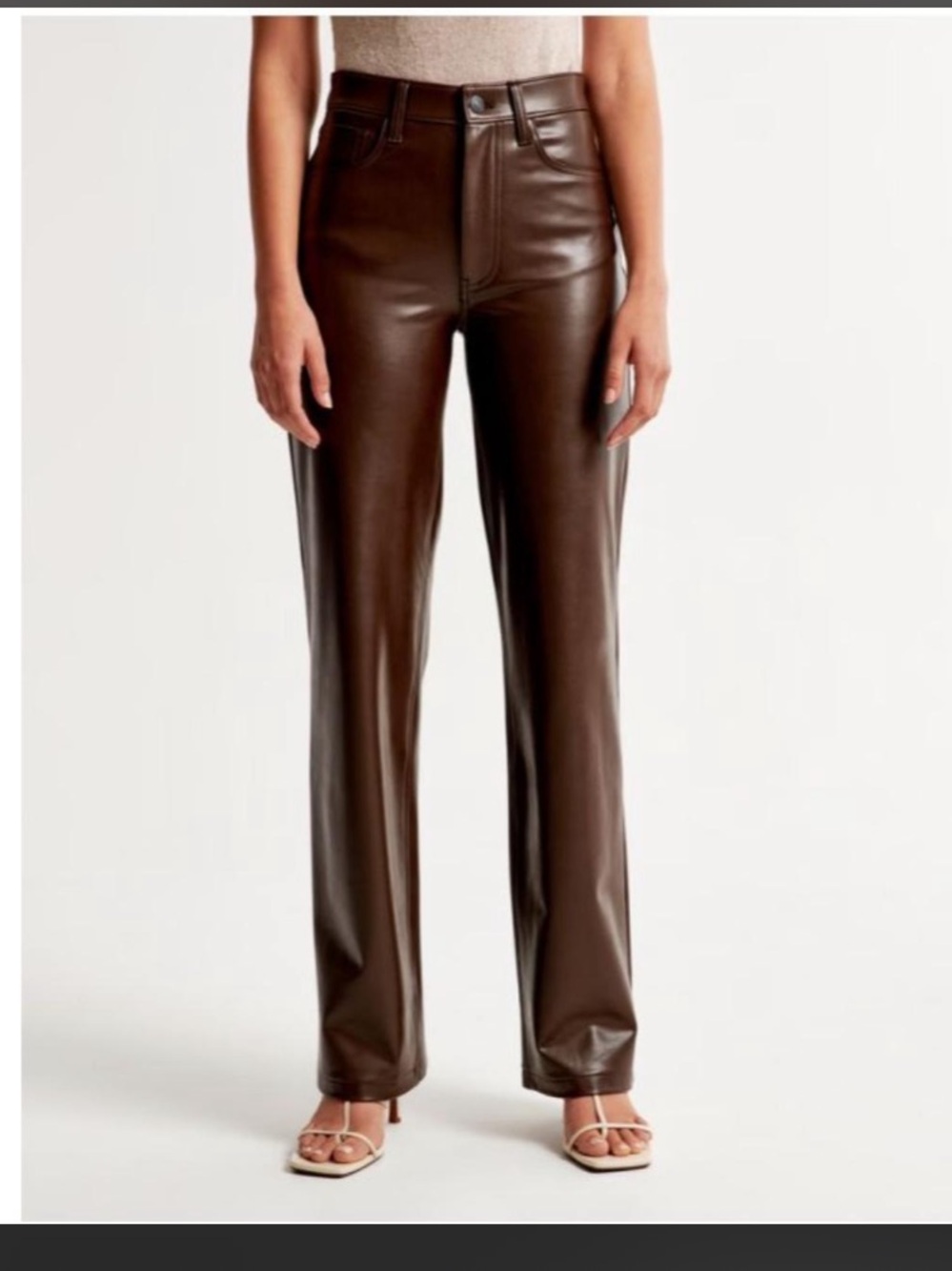 Abercrombie & Fitch Brown Faux-Leather Straight-Leg Jeans